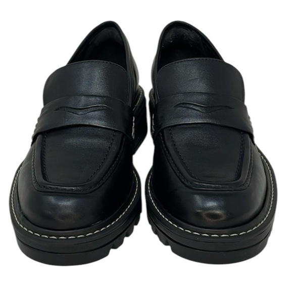 BERNARDO Shoes Chandler Loafer Lug Sole Platform Black Leather Size 6 - Picture 2 of 14
